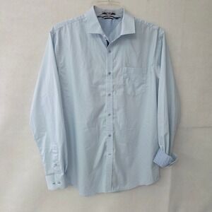 Alex Vando Shirt Mens L Light Blue Wrinkle‎ Free Stretch Bamboo Button Up Spread